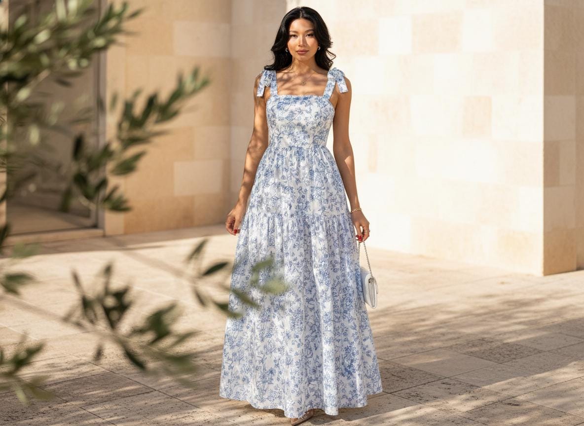blue and white summer maxi dress Summer maxi dress with pockets Cotton, blue and white ikat beach dress