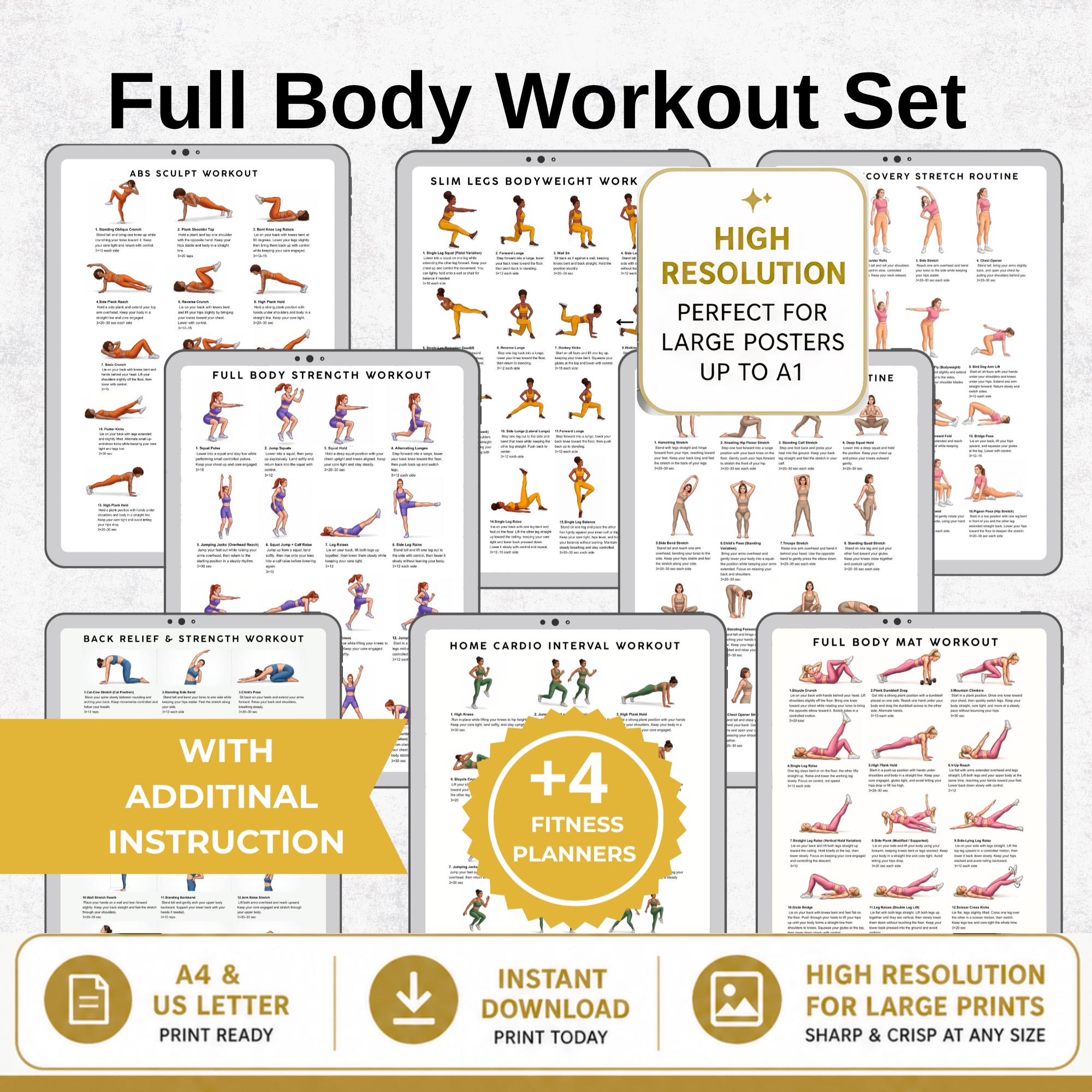 MEGA Full Body Workout Set | 9 Bundles, Workout Plans, Beginner ...
