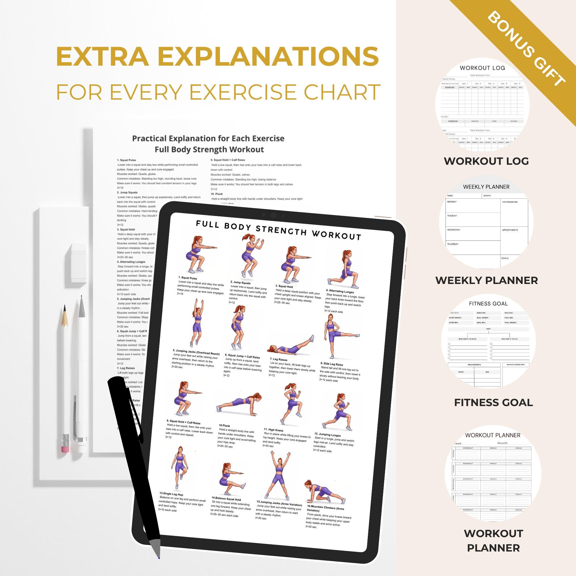 MEGA Full Body Workout Set | 9 Bundles, Workout Plans, Beginner ...