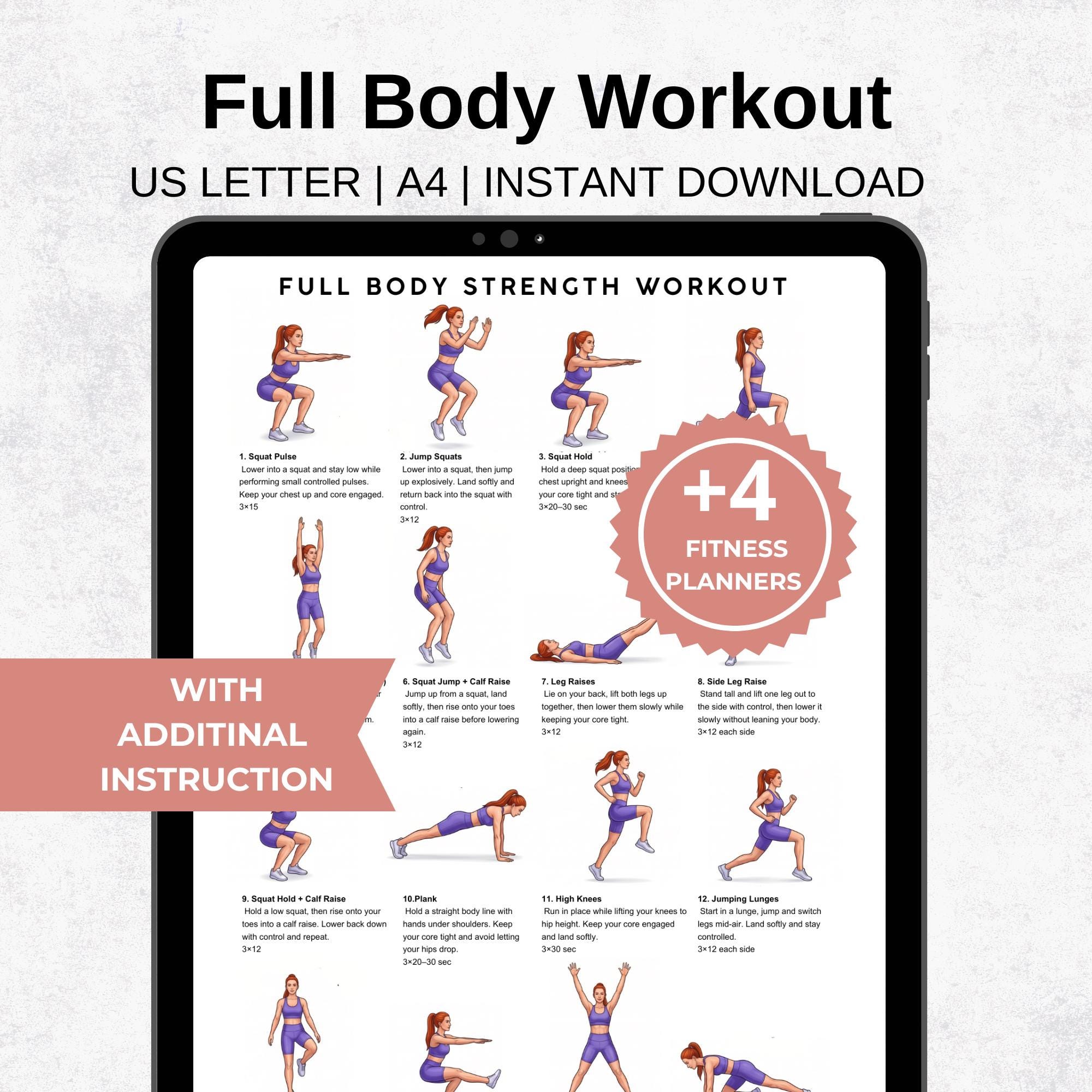 Workout Guide.pdf Full Body Workout Routine Printable, Exercise Chart for Women and ...