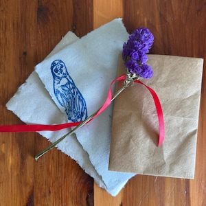 Handmade Stationery Set | Goddess Mythology Paper, Linocut Image, Eco-Friendly (2 Sheets + 1 Envelope)