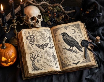 Gothic Hallows Halloween Junk Journal Kit | Vintage Spooky Witchy Ephemera + Printable Sheets | Digital Download