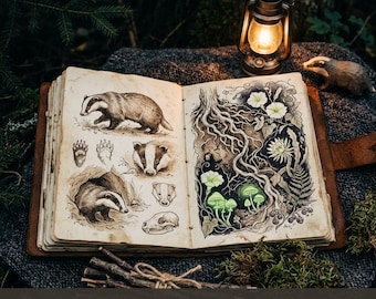 Badger & Burrow Nocturne Junk Journal Kit | Woodland Ephemera Printable Sheets | Digital Download