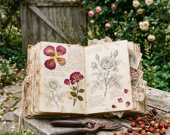 Vintage Rose Garden DELUXE Junk Journal Kit | Botanical Ephemera & Printable Sheets | Digital Download