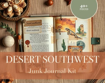 Desert Southwest Junk Journal Kit | Cactus & Terracotta Boho Ephemera Papers | Printable Cut-Outs | Digital Download