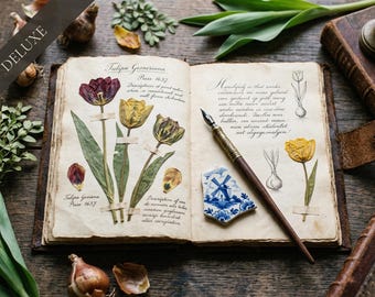 Dutch Tulips DELUXE Junk Journal Kit | Vintage Botanical Ephemera | Digital Download