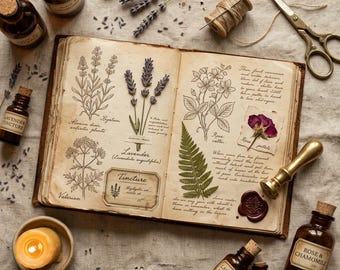 Botanisches Apotheker Junk Journal Kit | Vintage Kräuter Ephemera, Cottagecore Grimoire (Digitaler Download)