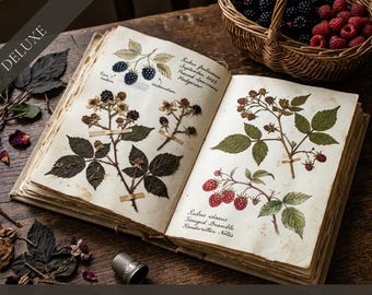 Berry Bramble Junk Journal Kit | Vintage Woodland Foraging Ephemera | Digital Download