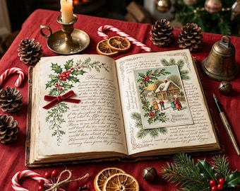 Vintage Yuletide Christmas Junk Journal Kit | Victorian Holiday Ephemera + Printable Sheets | Digital Download