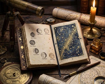 Celestial Observatory Junk Journal Kit | Vintage Astronomy Moon Stars Ephemera + Printable Sheets | Digital Download