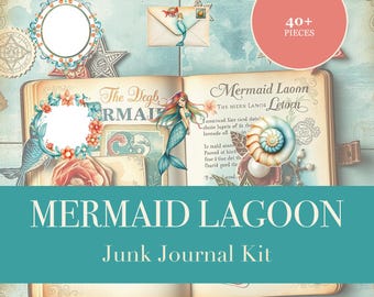 Mermaid Lagoon Junk Journal Kit | Ocean & Seashell Ephemera Papers | Printable Cut-Outs | Digital Download