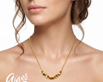 18K Gold Plated Nugget Station Necklace • Minimalist Stainless Steel Jewelry