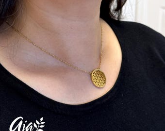 Flower of Life 18K Gold Plated Disc Pendant Necklace • Minimalist Geometric Jewelry
