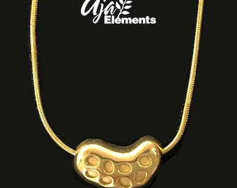18K Gold Plated Stainless Steel Necklace • Kidney Bean Pendant, Minimalist Jewelry