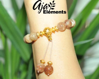 Phantom Quartz Beaded Stretch Layered Quartz Gemstone Bracelet • Minimalist Celestial Feng Shui Jewelry Gift