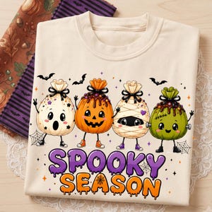 Kawaii Halloween Dumpling Characters PNG, Spooky Season Shirt Design (Sublimation)