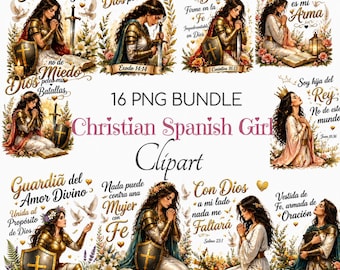 Warrior of Faith PNG Spanish Bundle | Golden Christian Clipart (Digital Download)