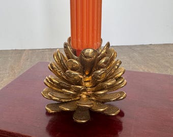 Portacandele vintage in ottone a forma di pigna