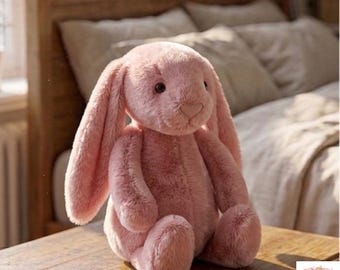 Cute Bunny Plush Toy 20cm, Soft Long Ears Rabbit Stuffed Animal Baby Sleep Companion Gift