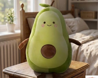 Giant Avocado Plush Toy, Cute Stuffed Avocado Pillow, Kawaii Soft Cuddle Doll, Aesthetic Bedroom Decor, Birthday Gift for Girls Teens