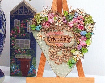 FRIENDSHIP - Large Floral Heart Fridge Magnet, Inspirational, Gift,  Strong Magnet, Handmade in Australia