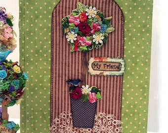 FLORAL TOPIARY JOURNAL - My Friend, Handmade Lined, machine stitched, Made in Australia