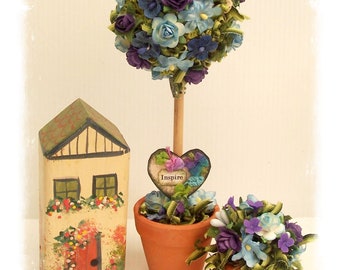 TOPIARY TREE SET - Lge Topiary tree and Tiny planter,  Original Floral Artwork, A labour of love, handmade in Australia