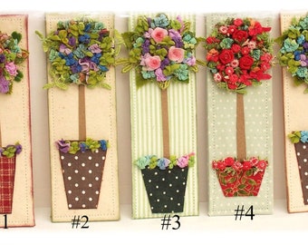 TOPIARY TREE- bookmark, Little handmade flowers, primitive hand created, handmade in Australia