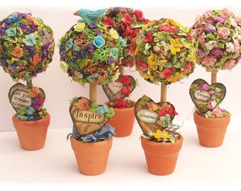 TINY TOPIARY TREE -  Original Floral Artwork, A labour of love, primitive handmade in Australia