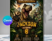 Editable Dinosaur Birthday Invitation, T-Rex Jurassic Party Invite (Digital Download)