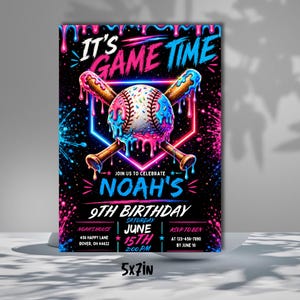 Baseball Drip Birthday Invitation, Editable Canva Template, Ice Cream Drip Party Invite, Sports Boy Birthday, Instant Download