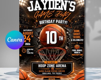 Basketball Birthday Invitation: Game Day Sports Party Template (Digital Download)