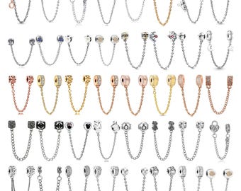 Catena di sicurezza per bracciale Pandora, fermaglio per bracciale in argento sterling 925, clip per catena color oro rosa, compatibile con bracciali europei, regalo per lei