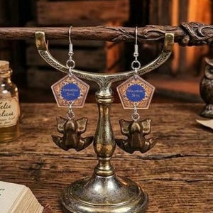 Orecchini a forma di rana di cioccolato fatti a mano / Gioielli ispirati al mondo magico / Ciondoli a tema scuola di magia / Regalo geek stravagante per lei