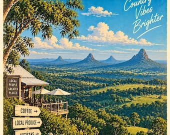 Maleny Retro Travel Poster | Framed Print | Mid-Century Queensland Wall Art