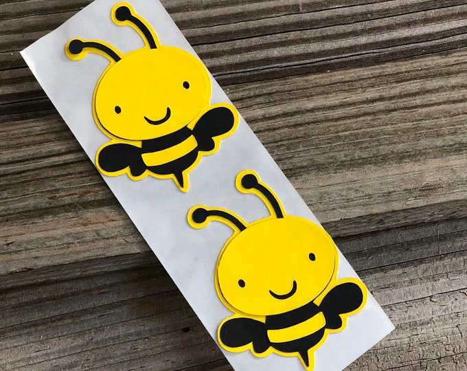 Set of 12 - Yellow and Black BUMBLE BEE STICKERS -  Baby Shower/Birthday Party/New Baby/Gender Neutral - Favors-Decorations - Boy/Girl