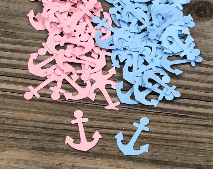 200 Pieces of Nautical Anchor Confetti - Baby Shower/Birthday Party/Wedding-Baby Pink and Baby Blue-Nautical-Die Cuts-Table Scatter