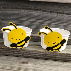 Set of 12 - Yellow and Black BUMBLE BEE Party Snack/Treat Cups - Baby Shower/Birthday Party Favors - Decorations - Boy/Girl/Gender Neutral
