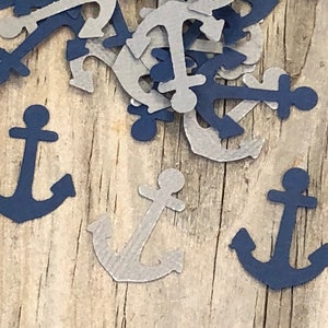 200 Pieces of Nautical Anchor Confetti - Baby Shower/Birthday Party/Wedding-Navy Blue and Gray-Nautical Beach Theme-Die Cuts-Table Scatter