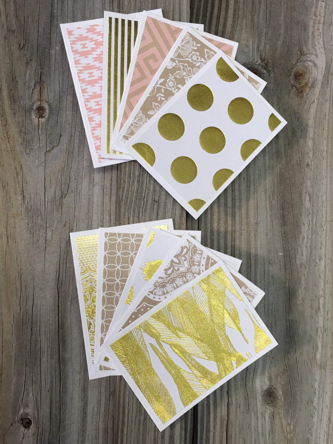 20-Assorted Gold Foil Blank Mini Note Cards (3 1/2x2 1/2) WITH  Envelopes-Matching Tags Also Available-Gift/Thank You Cards/Lunch Box Cards