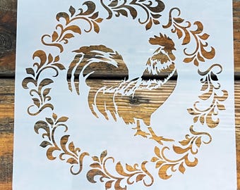 Reusable and Washable Rooster Stencil (11.8" x 11.8") - Rustic Country Farmhouse