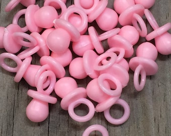 24 Pink Baby Pacifier Charms: Baby Shower Favors & Decorations