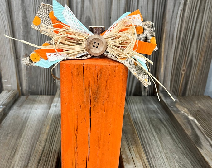 9" Tall Fall Wooden Pumpkin Block Decoration - Farmhouse - Rustic - Country - Tier Tray - Accent Piece - Handmade