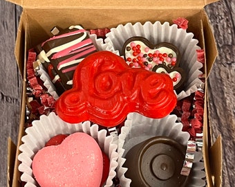 Box of Chocolates - Mini Box - Fake Candy - Valentine's Day - 7 pieces - Tier Tray - Accent Piece - Gift - Non Edible - Fake Bakes - Treats