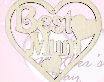 Wooden Heart Tags "Mum" with Jute Twine, 4"x4" Craft Supplies
