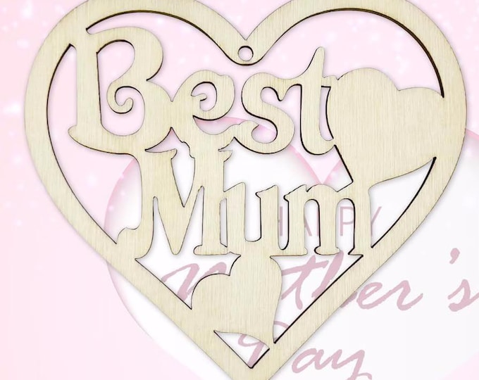 Wooden Heart Tags "Mum" with Jute Twine, 4"x4" Craft Supplies
