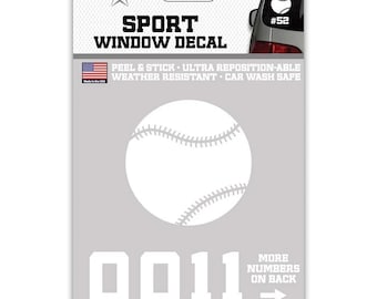 Sport Window Decal - Baseball with Numbers