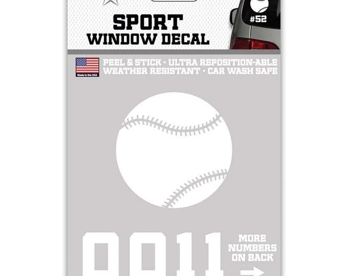 Sport Window Decal - Baseball with Numbers