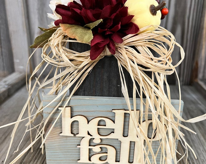 7" Tall Fall Wooden Pumpkin Block Decoration - Farmhouse - Rustic - Country - Farm Fresh - Tier Tray - Accent Piece - Handmade