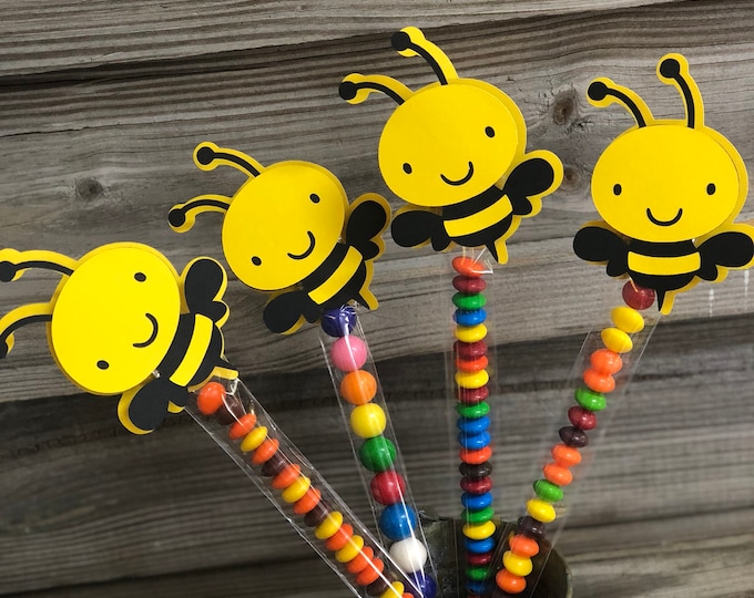 Set of 12 - Yellow and Black BUMBLE BEE Clips-Baby Shower/Birthday Party Favors/Decorations - Gender Neutral-Favor Bags Are Included